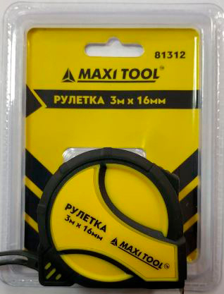 Рулетка SCR001 81312 3м*16мм  обрезин. корп. 1 фикс. (120) MaxiTool															¶
