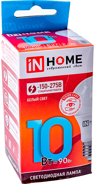 Лампа с/д IN HOME LED-A60-VC 10Вт 230В E27 4000К 900Лм