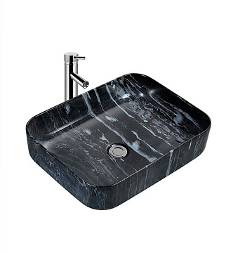 Раковина SHELL накладная 515*400*130 цвет Black Marble (0619)