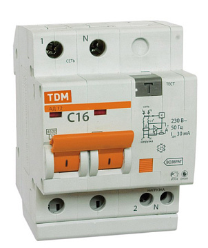АВДТ TDM АД12 2Р 16А 30мА SQ0204-0006
