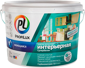 Краска PL-13L 3кг латекс, моющаяся СУПЕРбел. (синяя эт.) PROFILUX