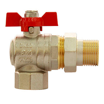 Кран шаровый со сгоном угловой  3/4" ( бабочка ) HLV