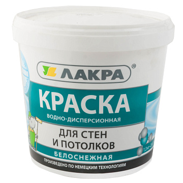 Краска в/д для стен и потолков Белоснежная ЛАКРА 1,3кг