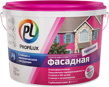 Краска PL-112А 7кг фасадная белая влаг. (роз. эт.) PROFILUX