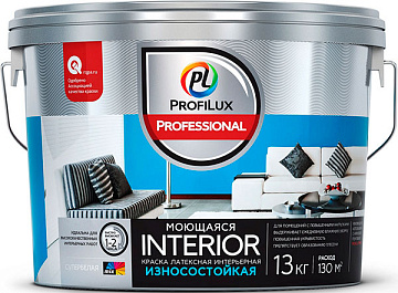 ВД  краска INTERIOR МОЮЩАЯСЯ латексная для стен и потолков 13кг ProfiluxProfessiona (1)