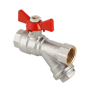 Кран шаровый с фильтром BASE(Valtec) d15(1/2) бабочка (VT293