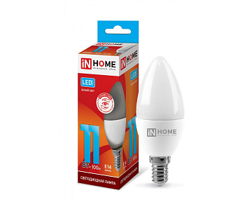 Лампа с/д IN HOME LED-СВЕЧА-VC 11Вт 230В E14 4000К 990Лм
