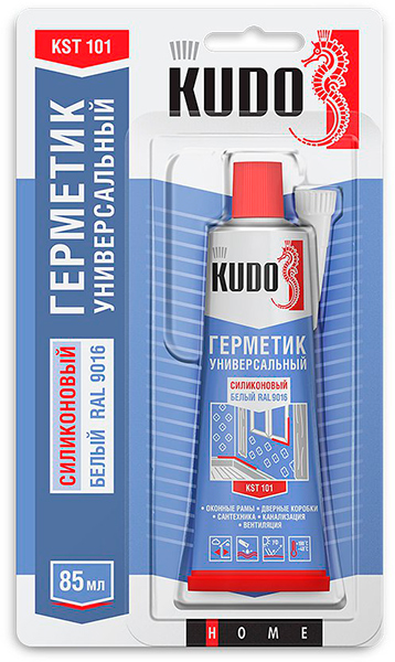 Герметик KUDO силиконовый универсальный БЕЛЫЙ тюбик 85мл  KST-101 (24шт)