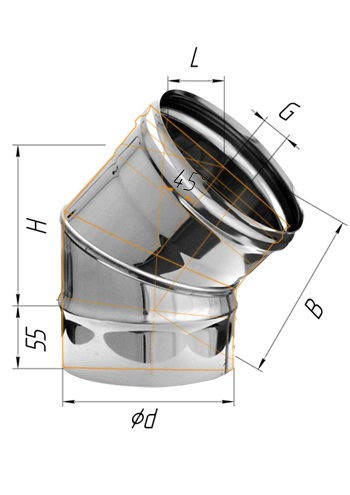 Колено 100 угол 135