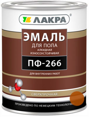 Эмаль ПФ-266 желто-коричневый 1кг Лакра