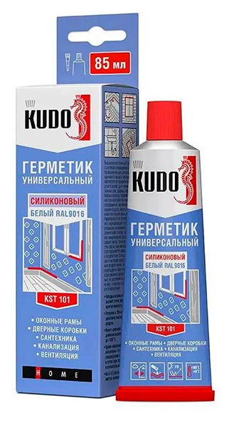 Герметик KUDO силиконовый универсальный ПРОЗРАЧНЫЙ тюбик 85мл  KST-100 (24шт)