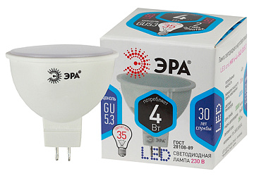 Лампа с/д ЭРА LED smd MR16-4W-840-GU5.3