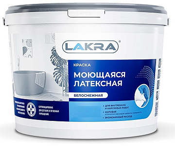 Краска в/д латексная моющаяся Белая ЛАКРА 3кг