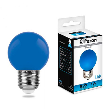 Лампа с/д FERON E27 LB-37 5LED/1W 230V синий шарик