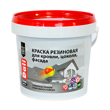 Краска фасадная резиновая Зелёная 3кг для кровли, цоколя, фасада Дали (6шт)