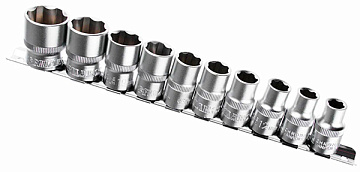 ЕРМАК Набор торцевых головок "Супер лок" (10шт) 1/2" 10-11-12-13-14-15-17-19-22-24мм