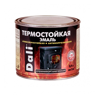 Эмаль термостойкая Серебро +600+700ºС 0,4л (кремнийорганическая) Dali (80207) (6шт)
