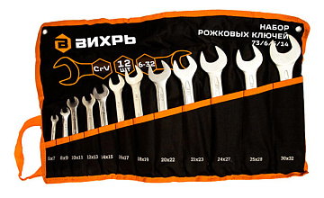 Набор рожковых ключей 12шт. 6-32, в чехле Вихрь 73/6/5/14