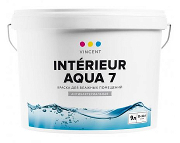 Краска I-7 акрил.п/мат. 9л, для вл.уборки антибактериальная