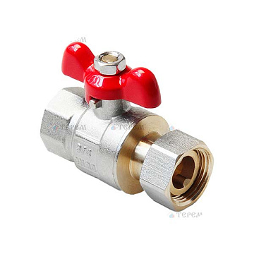 Кран шаровой полнопроходной с накидной гайкой 1/2 В-В  ручка-бабочка