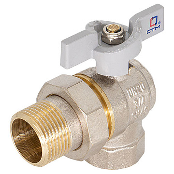 Кран шар. для воды 1/2" с накид. гайкой угловой бабочка, СТМ СТАНДАРТ