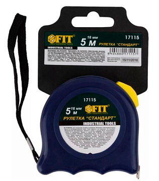 Рулетка FIT синяя 5м 16мм 17115