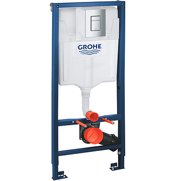 Инсталляция для унитаза GROHE Rapid SL кнопка квадрат, хром, крепление (38772001)