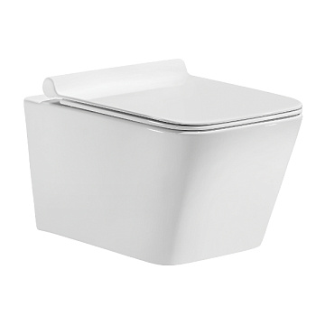 Унитаз подвесной SOLE "CUBE-2" БЕЗОБОДКОВЫЙ сиденье МИКРОЛИФТ