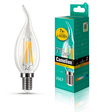 Лампа с/д CAMELION LED7-C35-FL830/E14 220V 7W