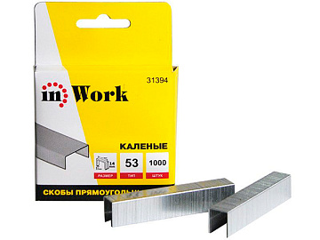 Скобы прямоугольные каленые, тип  53, 6мм , 1000шт InWork 31386