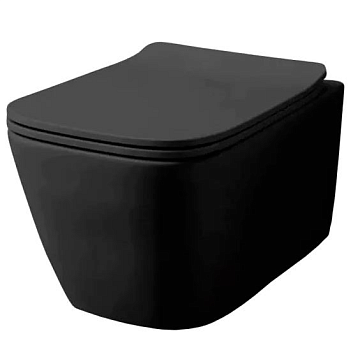 Унитаз подвесной AZARIO Boca безободковый с сиденьем микролифт, черный матовый (AZ-2002-MB)