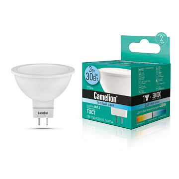 Лампа Camelion G5.3 LED JCDR 3W 230V 4500K матовое стекло