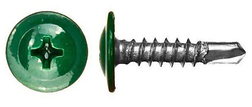 4.2х25 Саморез с прессшайбой острый RAL6005 зеленый (500)