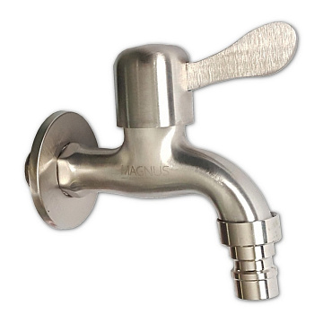Кран водоразборный MAGNUS со штуцером, НЕРЖАВЕЮЩАЯ СТАЛЬ (9258)