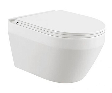 Унитаз подвесной SOLE "AURA" БЕЗОБОДКОВЫЙ сиденье МИКРОЛИФТ