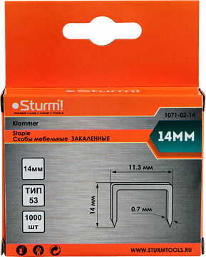 Скобы 14мм тип 53 Sturm! 1071-02-14