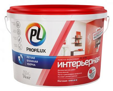 Краска PL-07А 7кг акриловая интерьерная  СУПЕРбел (красная эт.) PROFILUX