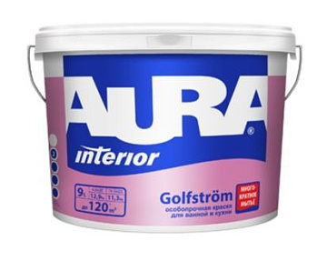 Краска GOLFSTROM особопрочная для стен/пот 9л AURA